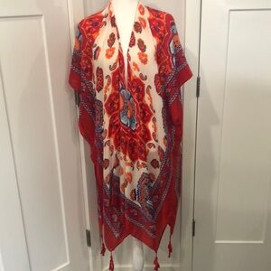 Woven Heart Bohemian Cover Up Shawl Kimono Tassel One size fits most . Festival